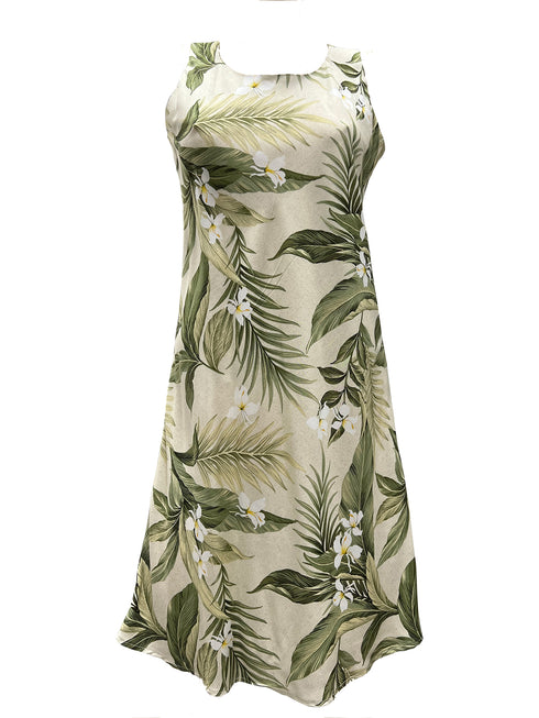 White Ginger Women's Short Tank Flared Hawaiian Dress